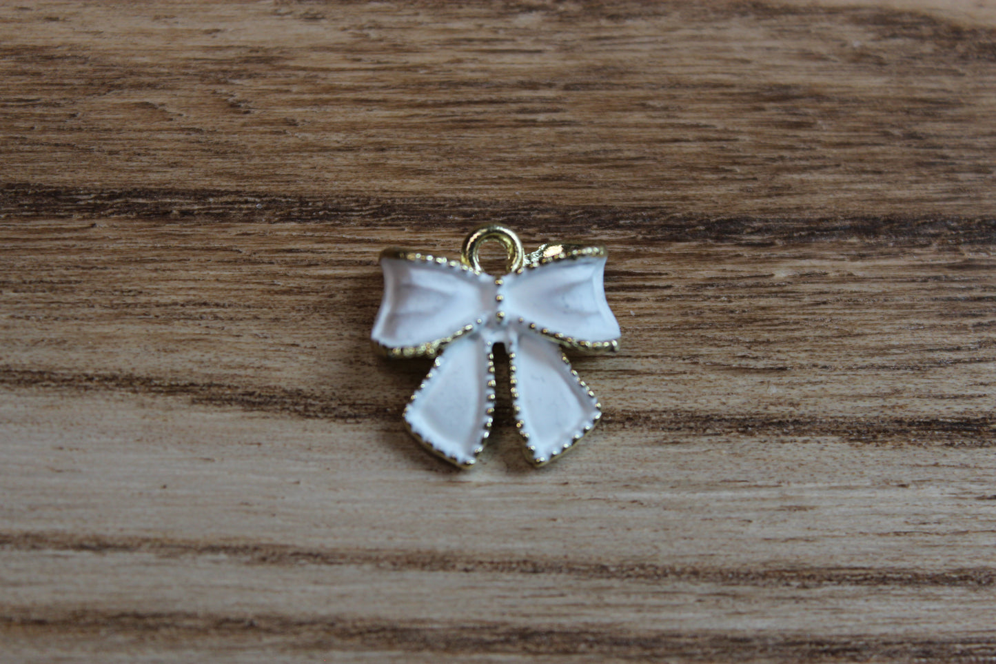 White with Gold Bow Charm