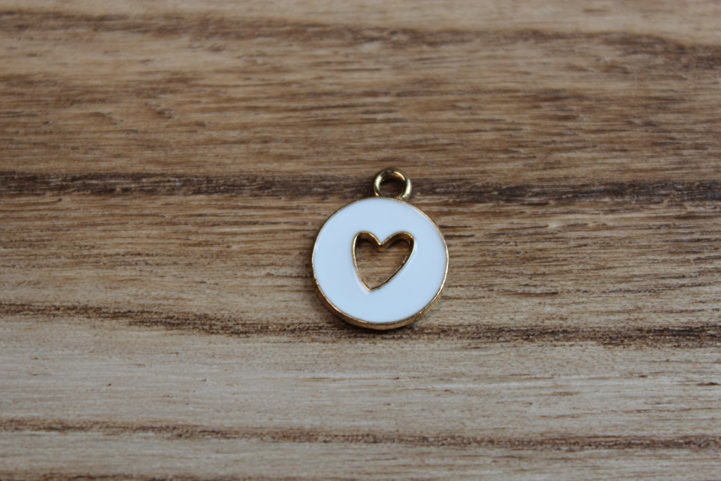 White Round Heart Charm