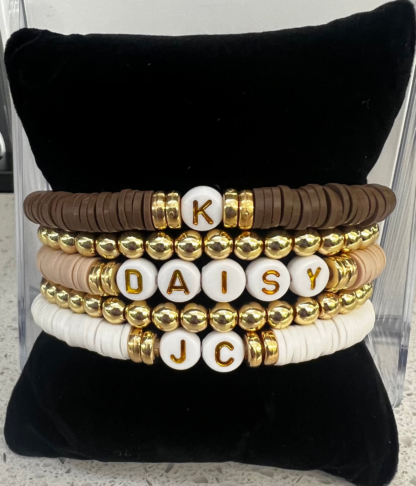 5 Stack Bracelet Set with 14K gold plated Bracelets.