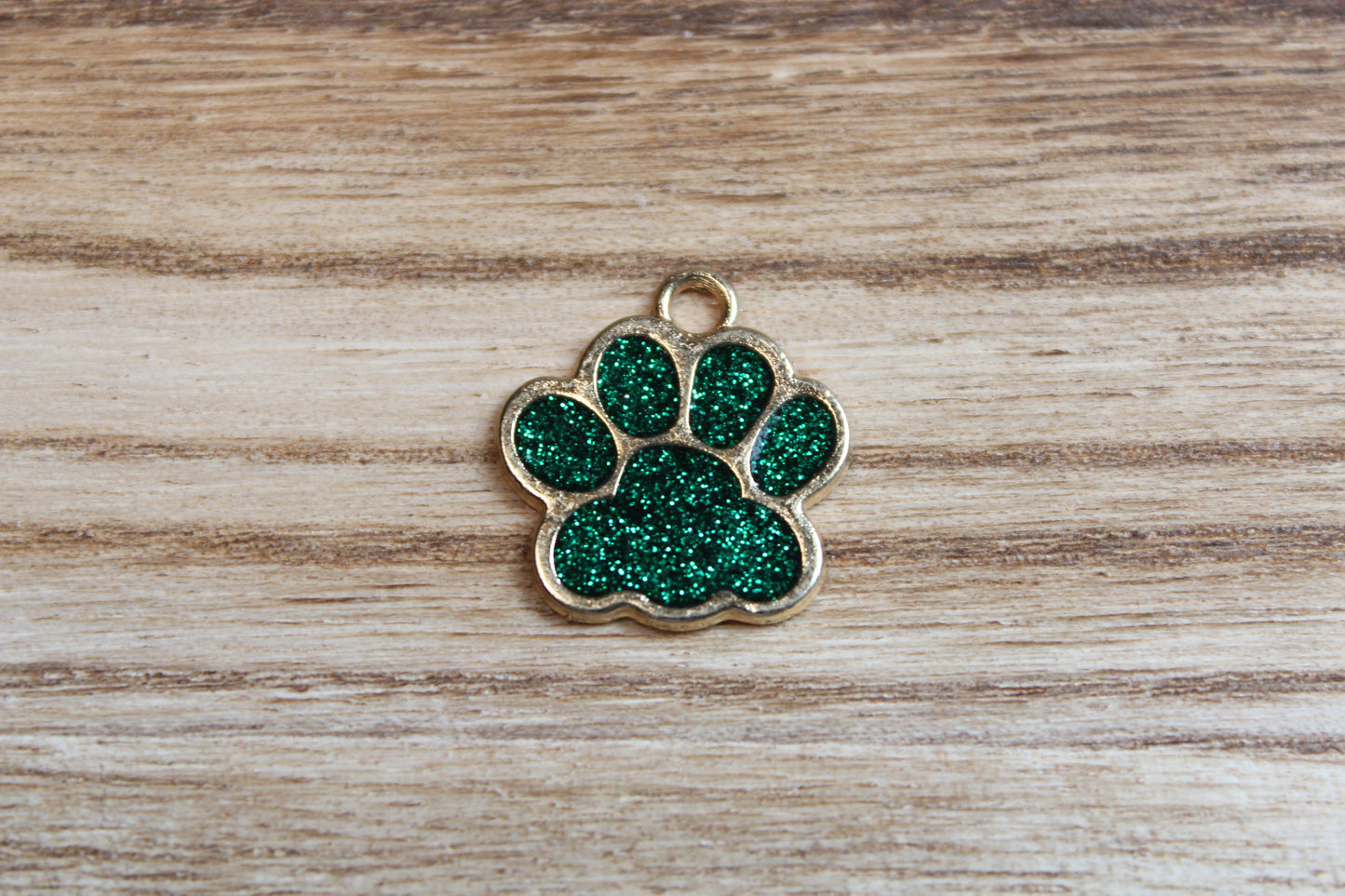 Green Glitter Paw Print