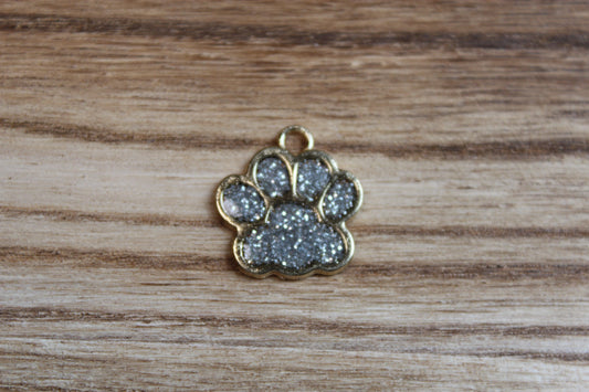 Sliver Glitter Paw Print