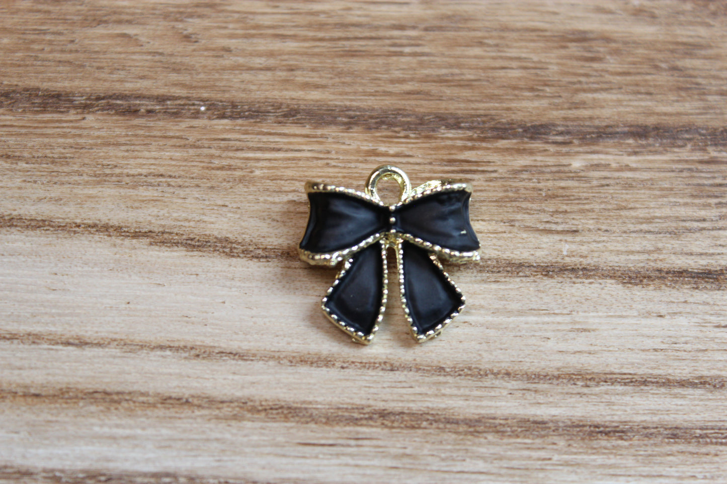 Black with Gold Bow Charm