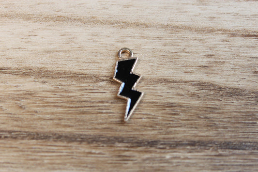 Black Lighting Bolt Charm