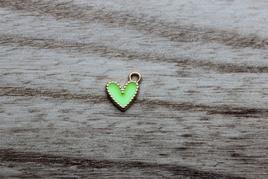 Small Lime Green Heart Charm