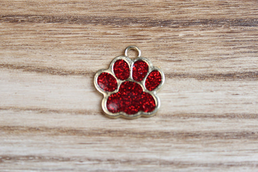 Red Glitter Paw Print