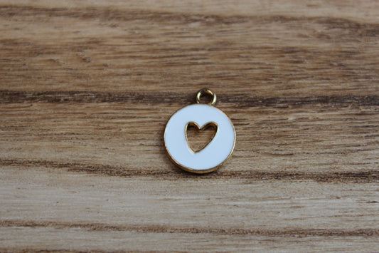 White Round Heart Charm